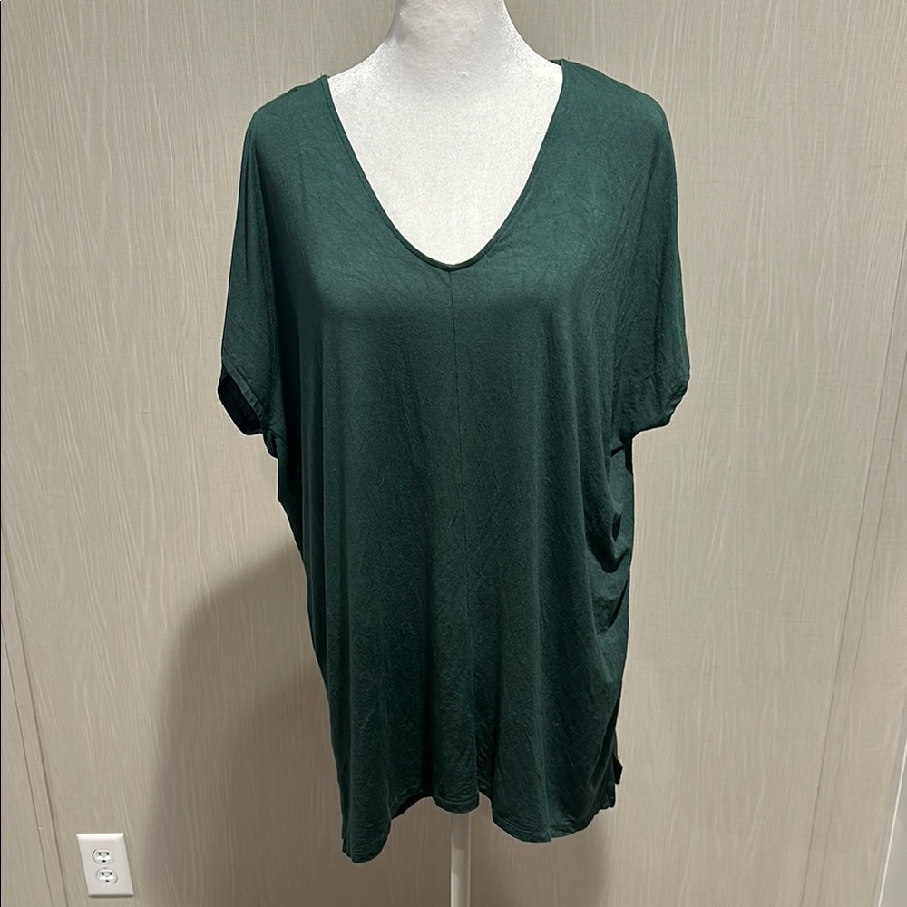 Dark Green V-Neck Women's Top